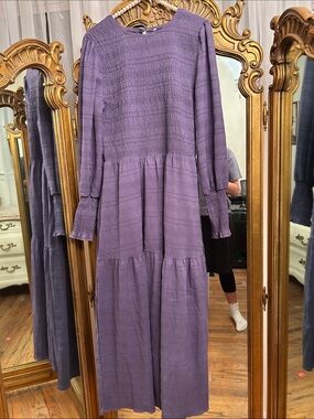 Lavender Long Sleeve Tiered Maxi Dress - Unbranded